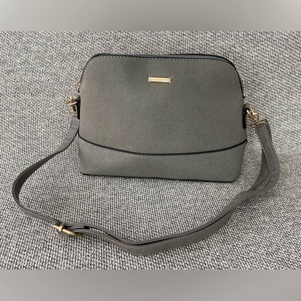 Elegant Gray Dome Crossbody Bag with Adjustable Strap